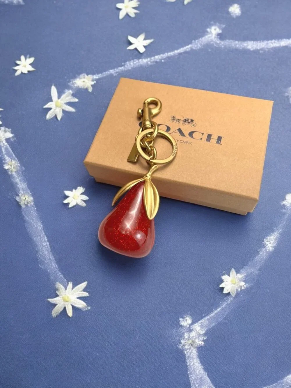🌸Coach Red and Gold Keychain